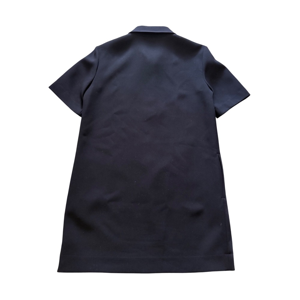 TORY BURCH Crepe Polo Mini Dress Size 10 Black Gold Zipper Minimalist Designer - Picture 7 of 10